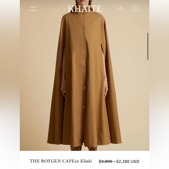 NEW KHAITE THE ROYGEN CAPE Coat in Khaki size M - Picture 3 of 11